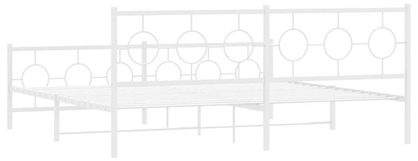 Metalni okvir kreveta uzglavlje i podnožje bijeli 200x200 cm - Bijela / 200 x 200 cm