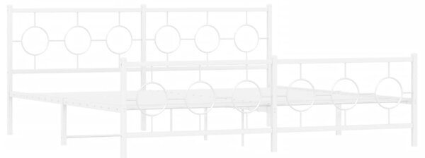 Metalni okvir kreveta uzglavlje i podnožje bijeli 200x200 cm - Bijela / 200 x 200 cm