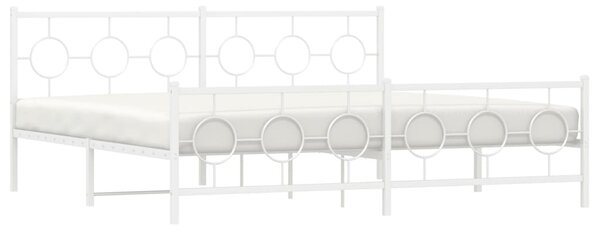 Metalni okvir kreveta uzglavlje i podnožje bijeli 200x200 cm - Bijela / 200 x 200 cm
