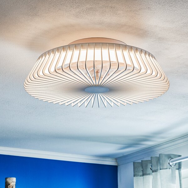 Mantra Iluminación Himalaya Smart LED stropni ventilator, bijeli, DC, tih, Tuya, prigušiva, Bijela, Dnevni boravak/blagovaonica, Metal