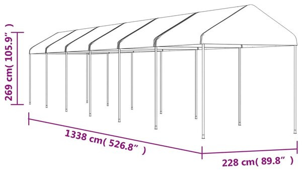 Sjenica s krovom bijela 13,38 x 2,28 x 2,69 m polietilen - Bijela / 13.38 x 2.28 x 2.69 m