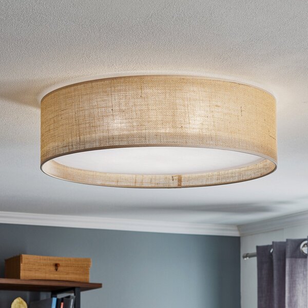 TK Lighting Stropna svjetiljka Juta, Ø 60 cm, prigušiva, Bež, Dnevni boravak/blagovaonica, Tkanina / tekstil