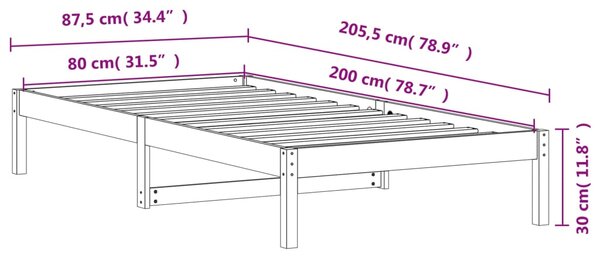 Dnevni krevet bez madraca voštano smeđi 80 x 200 cm od borovine - Smeđa / 80 x 200 cm