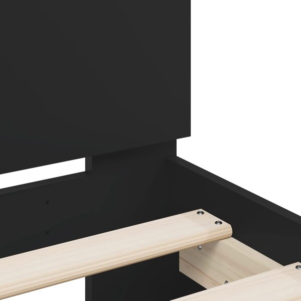 Okvir kreveta s uzglavljem i LED crni 160 x 200 cm - Crna / 160 x 200 cm