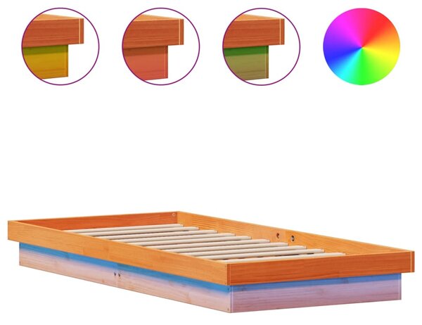 LED okvir kreveta voštano smeđi 100 x 200cm od masivne borovine - Smeđa / 100 x 200 cm