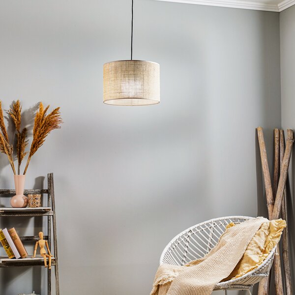 TK Lighting Viseća svjetiljka Juta, jedna žarulja Ø 30 cm, prigušiva, Smeđa / hrđa, Dnevni boravak/blagovaonica, Tkanina / tekstil