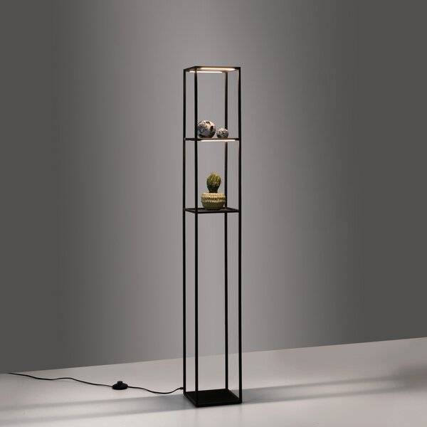 Paul Neuhaus Conni LED podna lampa, crna, metal, 140 cm, prigušiva, Crno, Dnevni boravak/blagovaonica, Metal