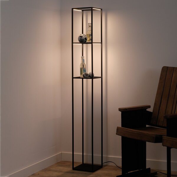 Paul Neuhaus Conni LED podna lampa, crna, metal, 140 cm, prigušiva, Crno, Dnevni boravak/blagovaonica, Metal