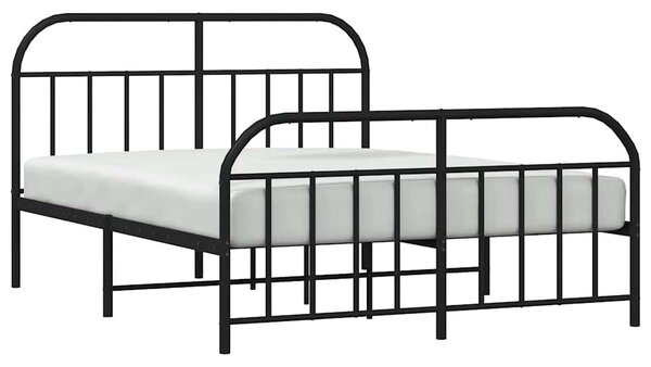Metalni okvir kreveta uzglavlje i podnožje crni 140x200 cm - Crna / 140 x 200 cm