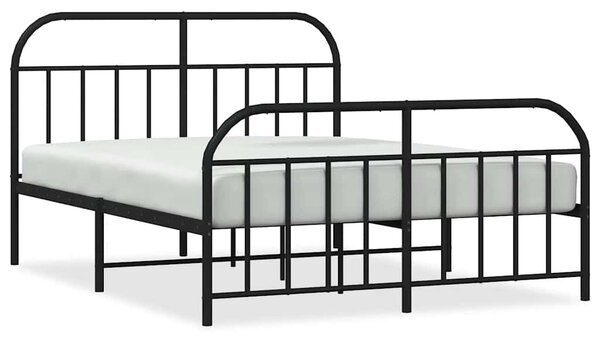 Metalni okvir kreveta uzglavlje i podnožje crni 140x200 cm - Crna / 140 x 200 cm