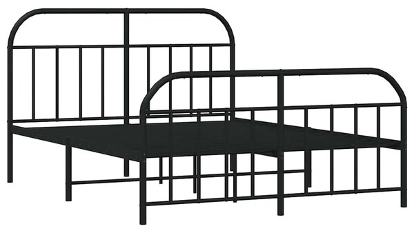 Metalni okvir kreveta uzglavlje i podnožje crni 140x200 cm - Crna / 140 x 200 cm
