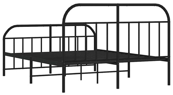 Metalni okvir kreveta uzglavlje i podnožje crni 140x200 cm - Crna / 140 x 200 cm
