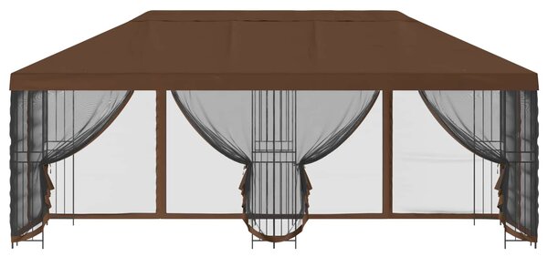 Paviljon s bočnim stranama 6 x 3 m Smeđa Poliester i čelik 190 - Smeđa / 6 x 3 m