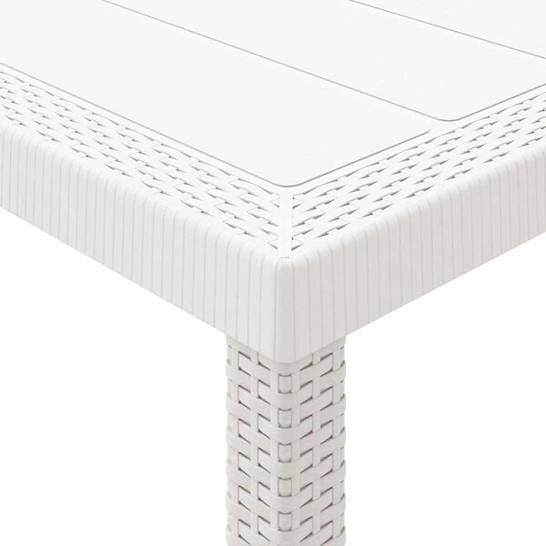 Vrtni set za objed s jastukom 13 pcs Bijelo Poli ratan i Pamuk - Bijela / 300 x 100 x 73 cm