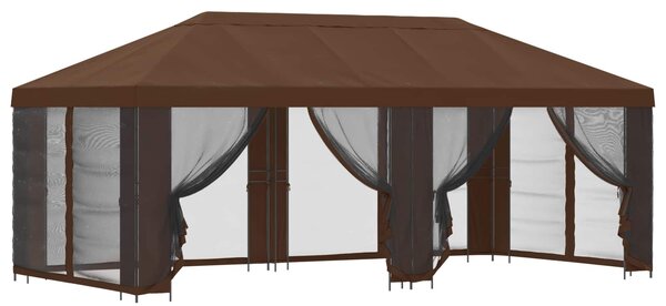 Paviljon s bočnim stranama 6 x 3 m Smeđa Poliester i čelik 190 - Smeđa / 6 x 3 m