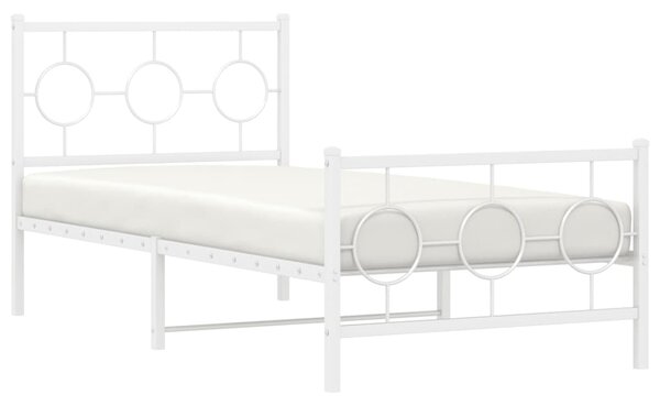 Metalni okvir kreveta uzglavlje i podnožje bijeli 90x190 cm - Bijela / 90 x 190 cm