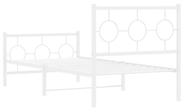 Metalni okvir kreveta uzglavlje i podnožje bijeli 90x190 cm - Bijela / 90 x 190 cm