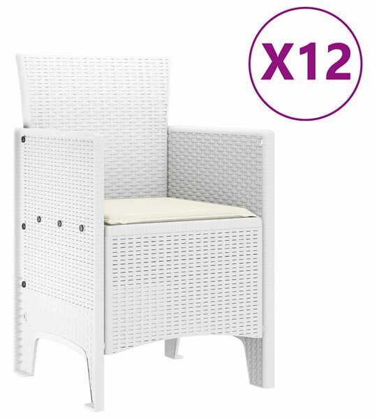 Vrtni set za objed s jastukom 13 pcs Bijelo Poli ratan i Pamuk - Bijela / 300 x 100 x 73 cm