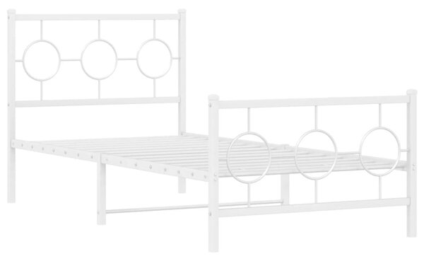 Metalni okvir kreveta uzglavlje i podnožje bijeli 90x190 cm - Bijela / 90 x 190 cm
