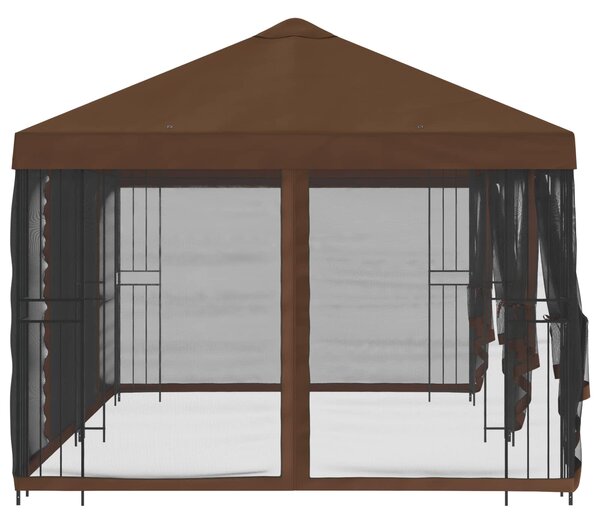 Paviljon s bočnim stranama 6 x 3 m Smeđa Poliester i čelik 190 - Smeđa / 6 x 3 m