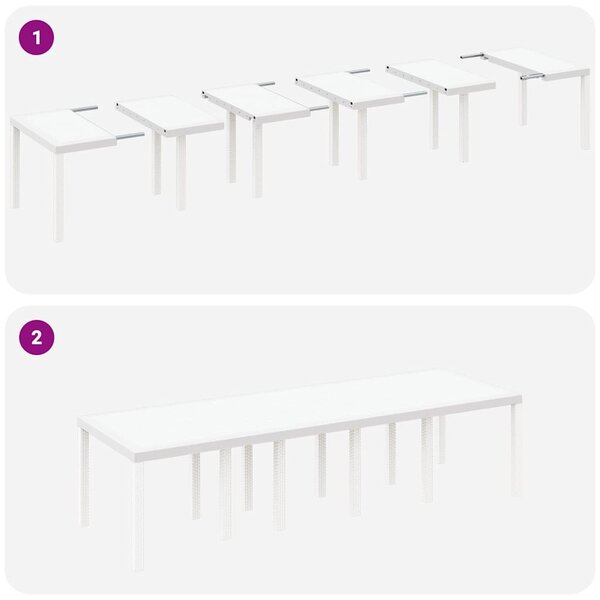 Vrtni set za objed s jastukom 13 pcs Bijelo Poli ratan i Pamuk - Bijela / 300 x 100 x 73 cm