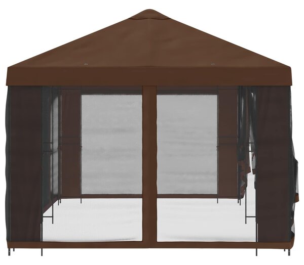 Paviljon s bočnim stranama 6 x 3 m Smeđa Poliester i čelik 190 - Smeđa / 6 x 3 m