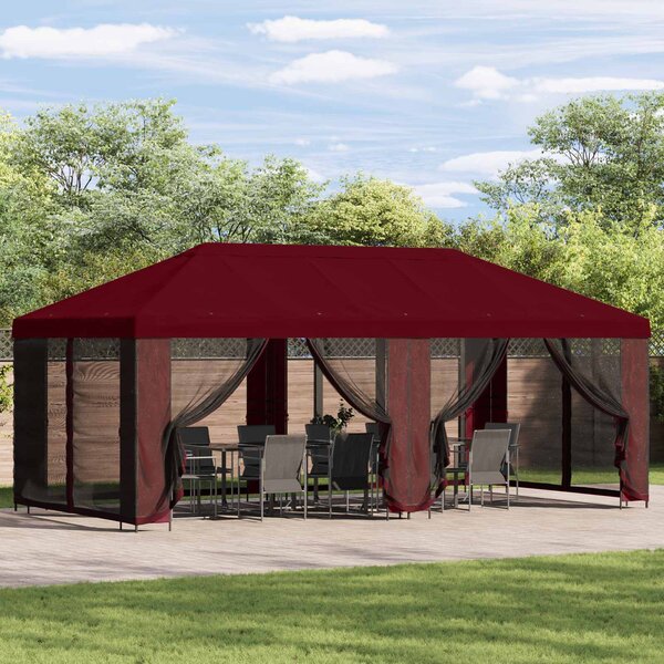 Paviljon s bočnim stranama 6 x 3 m Tamno crvena - Bordo / 6 x 3 m
