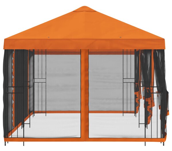 Paviljon s bočnim stranama 6 x 3 m Narančasta Poliester i čelik - Narančasta / 6 x 3 m