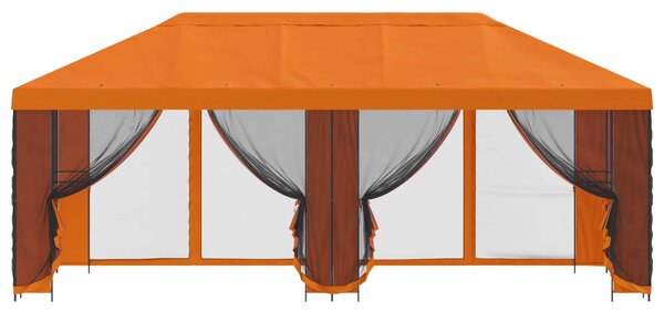 Paviljon s bočnim stranama 6 x 3 m Narančasta Poliester i čelik - Narančasta / 6 x 3 m