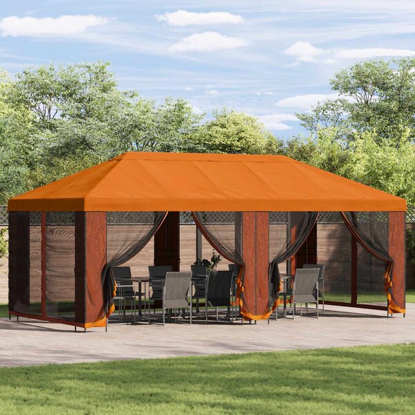Paviljon s bočnim stranama 6 x 3 m Narančasta Poliester i čelik - Narančasta / 6 x 3 m