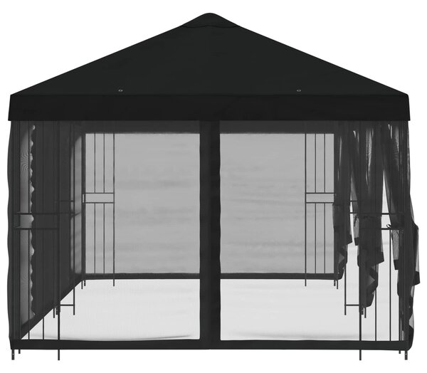 Paviljon s bočnim stranama 6 x 3 m Crna Poliester i čelik 190 - Crna / 6 x 3 m