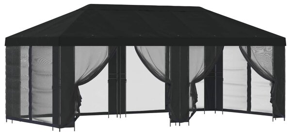 Paviljon s bočnim stranama 6 x 3 m Crna Poliester i čelik 190 - Crna / 6 x 3 m