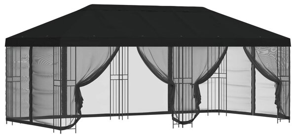 Paviljon s bočnim stranama 6 x 3 m Crna Poliester i čelik 190 - Crna / 6 x 3 m