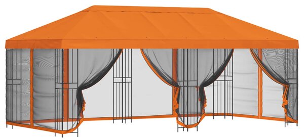 Paviljon s bočnim stranama 6 x 3 m Narančasta Poliester i čelik - Narančasta / 6 x 3 m