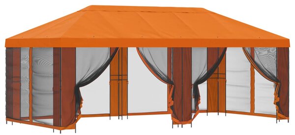 Paviljon s bočnim stranama 6 x 3 m Narančasta Poliester i čelik - Narančasta / 6 x 3 m