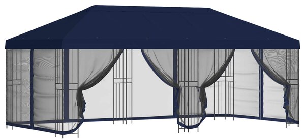 Paviljon s bočnim stranama 6 x 3 m Plava Poliester i čelik 190 - Plava / 6 x 3 m
