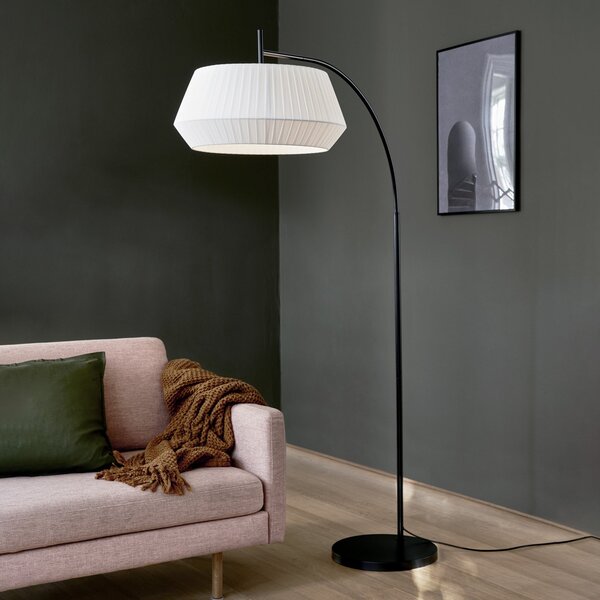 Nordlux Podna lampa Dicte, ručno vezano sjenilo, bijela, Bijela, Dnevni boravak/blagovaonica, Tkanina / tekstil