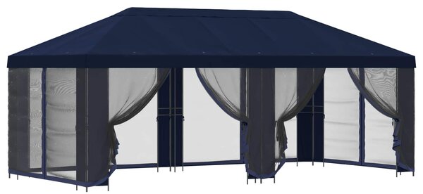 Paviljon s bočnim stranama 6 x 3 m Plava Poliester i čelik 190 - Plava / 6 x 3 m