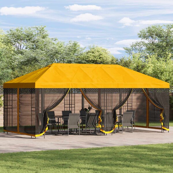 Paviljon s bočnim stranama 6 x 3 m Žuta Poliester i čelik 190 - Žuta / 6 x 3 m