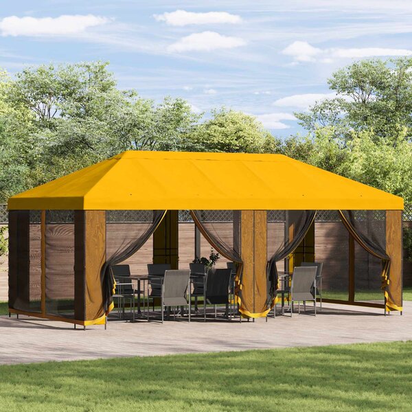 Paviljon s bočnim stranama 6 x 3 m Žuta Poliester i čelik 190 - Žuta / 6 x 3 m