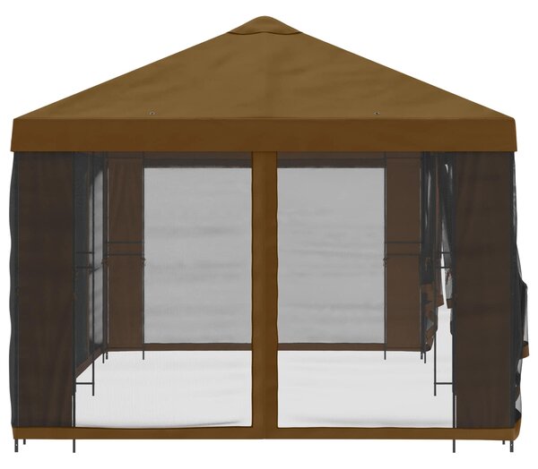 Paviljon s bočnim stranama 6 x 3 m Sivosmeđa Poliester i čelik - Smeđesiva / 6 x 3 m