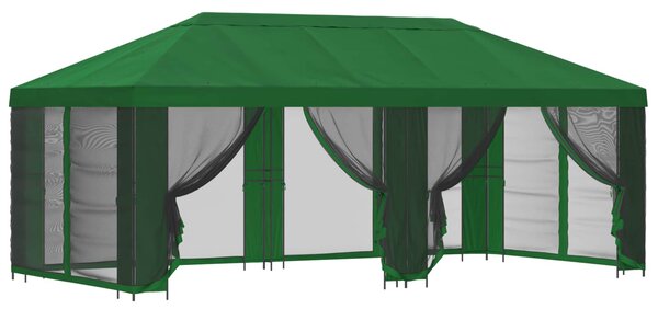 Paviljon s bočnim stranama 6 x 3 m Zelena Poliester i čelik 190 - Zelena / 6 x 3 m