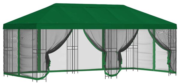 Paviljon s bočnim stranama 6 x 3 m Zelena Poliester i čelik 190 - Zelena / 6 x 3 m