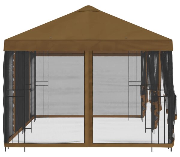 Paviljon s bočnim stranama 6 x 3 m Sivosmeđa Poliester i čelik - Smeđesiva / 6 x 3 m