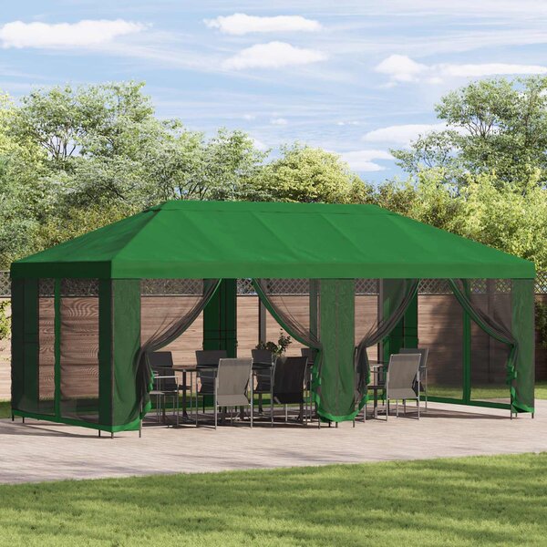 Paviljon s bočnim stranama 6 x 3 m Zelena Poliester i čelik 190 - Zelena / 6 x 3 m