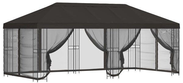 Paviljon s bočnim stranama 6 x 3 m Antracit Poliester i čelik - Antracit / 6 x 3 m