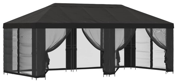 Paviljon s bočnim stranama 6 x 3 m Antracit Poliester i čelik - Antracit / 6 x 3 m