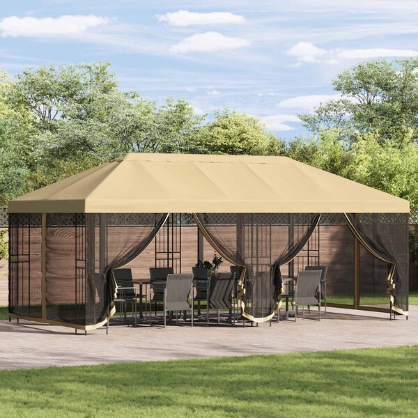 Paviljon s bočnim stranama 6 x 3 m Krem Poliester i čelik 190 - Krem / 6 x 3 m
