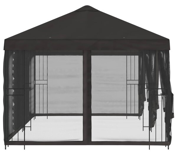 Paviljon s bočnim stranama 6 x 3 m Antracit Poliester i čelik - Antracit / 6 x 3 m