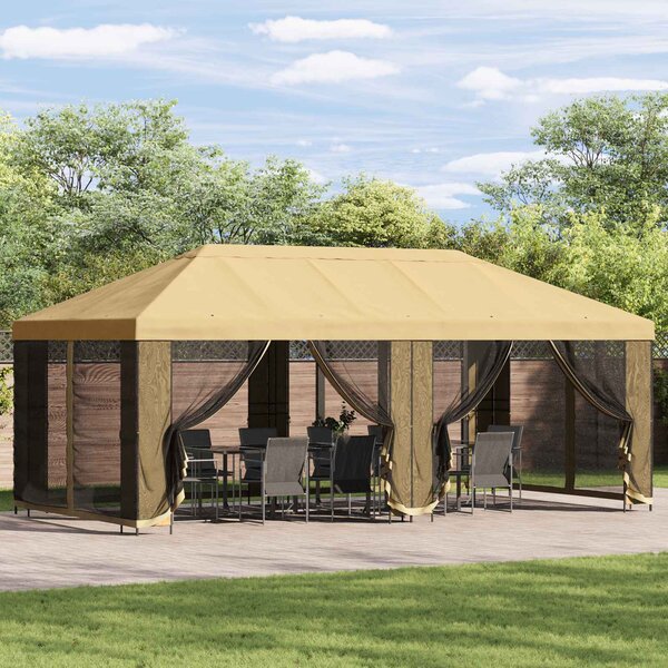 Paviljon s bočnim stranama 6 x 3 m Krem Poliester i čelik 190 - Krem / 6 x 3 m